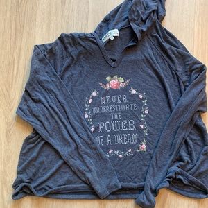 Wildfox long sleeve tshirt with hood sz LRG